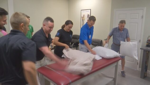 People doing the onearmpillowchallenge. Credit WINK News 696x392 1